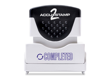 Accu-Stamp2® "Completed" Pre-Inked Stamp with Shutter || Message Stamps || 1 5/8" x 1/2" Impression, Blue Ink