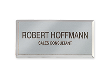 Engraved Metallic Name Badge || Custom Badges || Silver, 3" x 1 1/2"