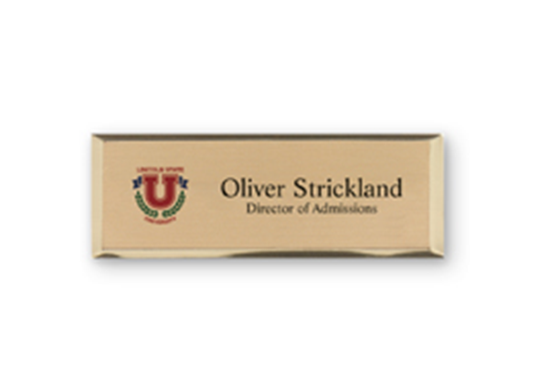 Full Color Metallic Name Badge || Custom Badges || Gold, 3" x 1"